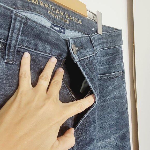 American Eagle Outfitters Men's Blue Cotton Blend Flex 4 Denim Jean Size 34X30 - Picture 6 of 15